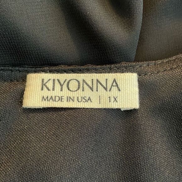 Kiyonna Celina Chiffon Jumpsuit Flowy Black Noir 1X - Picture 5 of 6